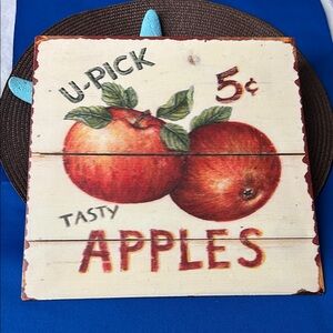 🖤 "Tasty Apples" by David Carter Brown Metal Tin Wall Sign